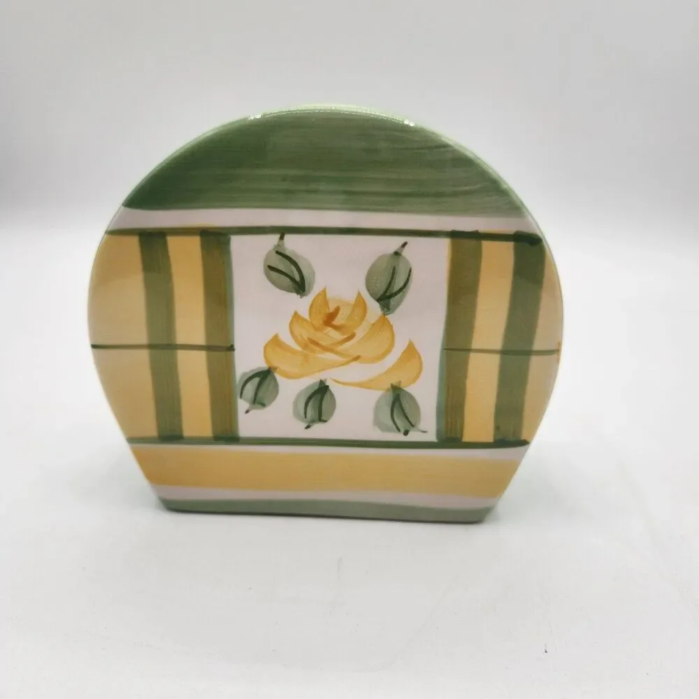 Royal Norfolk Tea Set 4 Pc Green Yellow Rose Tea Pot Sugar Creamer Napkin Holder